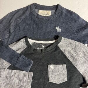 Abercrombie Kids Long Sleeve Crewneck Pullover Tops Boys Size L Gray. Set of 2‎